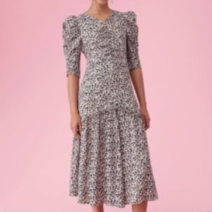 Rebecca Taylor Silk Animal Print Midi Dress 6 NWT